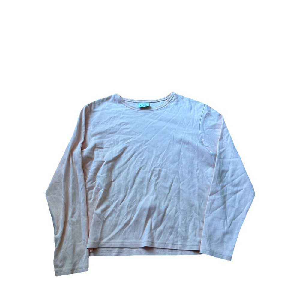 L.L. Bean Shirt Womens Medium Salmon Pink Long Sleeve Crewneck Casual Basic Tee